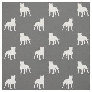 Staffordshire Bull Terrier Dog Silhouettes Pattern Fabric