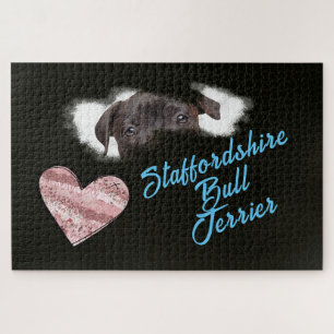 Staffordshire Bull Terrier Eyes Solid Colour Jigsaw Puzzle