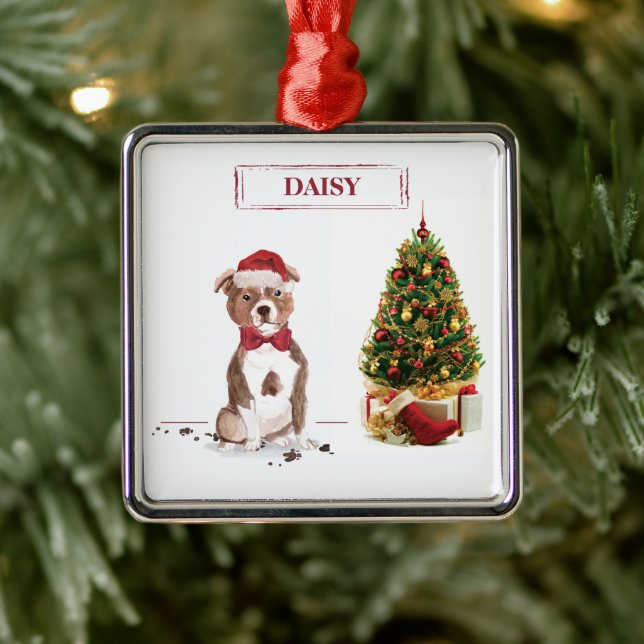 Staffordshire Bull Terrier Funny Christmas Dog Metal Tree Decoration (Tree)