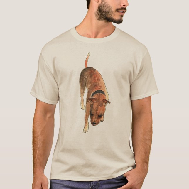 Staffordshire Bull Terrier Funny Watercolour Dog  T-Shirt (Front)