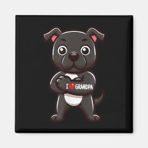 Staffordshire Bull Terrier I Love Grandpa Funny Do Magnet