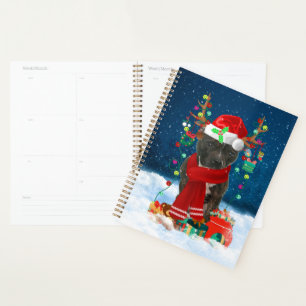 Staffordshire Bull Terrier in Snow with Christmas Planner