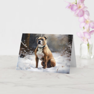 Staffordshire Bull Terrier Let It Snow Christmas Card