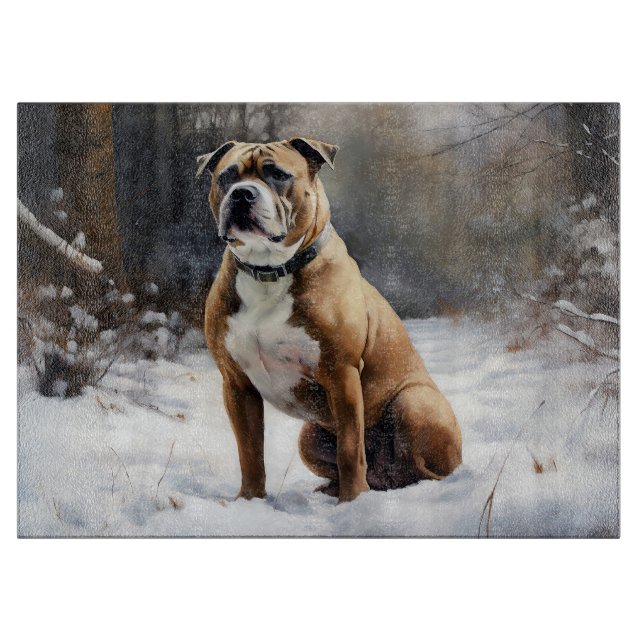 Staffordshire Bull Terrier Let It Snow Christmas Cutting Board (Front)
