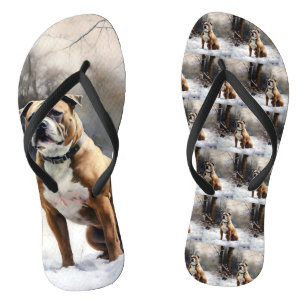Staffordshire Bull Terrier Let It Snow Christmas Jandals