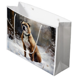 Staffordshire Bull Terrier Let It Snow Christmas Large Gift Bag