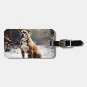 Staffordshire Bull Terrier Let It Snow Christmas Luggage Tag