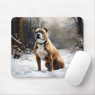 Staffordshire Bull Terrier Let It Snow Christmas Mouse Pad