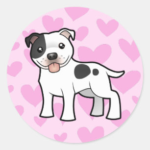 Staffordshire Bull Terrier Love Classic Round Sticker