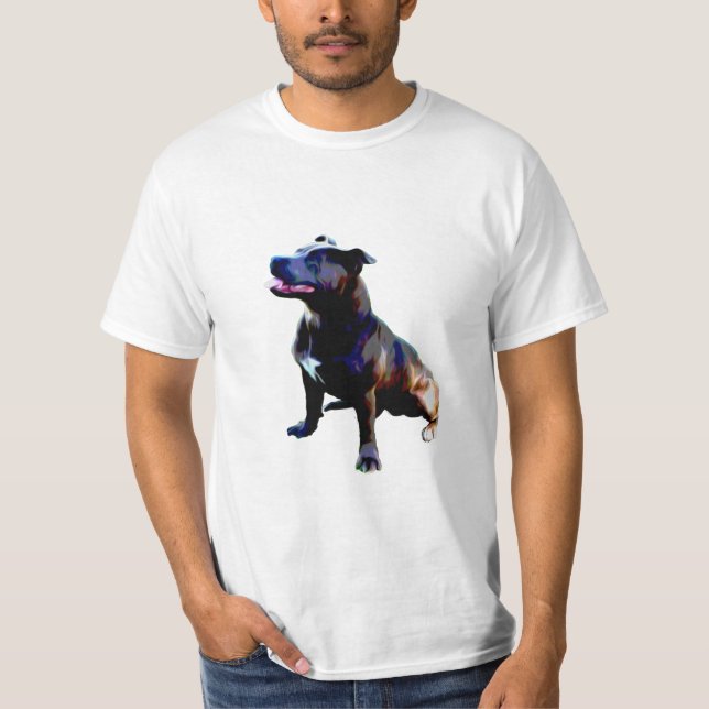 Staffordshire Bull Terrier Oil Paint, T-Shirt (Front)
