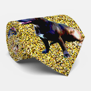 Staffordshire Bull Terrier On Gold, Neck Tie