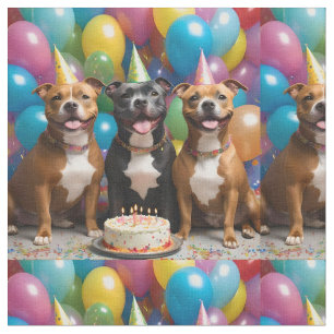 Staffordshire Bull Terrier Party Time, Fabric