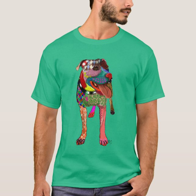 Staffordshire Bull Terrier - Patchwork T-Shirt (Front)