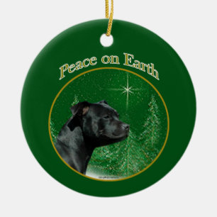 Staffordshire Bull Terrier Peace Ceramic Tree Decoration