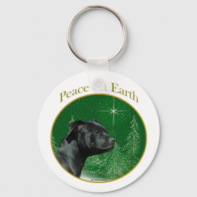 Staffordshire Bull Terrier Peace Key Ring (Front)