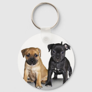 Staffordshire bull terrier puppies key ring