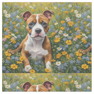 Staffordshire Bull Terrier Puppy Acrylic Art, Fabric