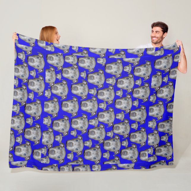 Staffordshire Bull Terrier Puppy Pattern, Large Fleece Blanket (In Situ)