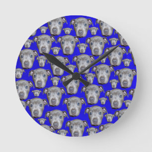 Staffordshire Bull Terrier Puppy Pattern, Round Clock