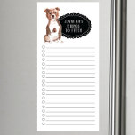 Staffordshire Bull Terrier Shopping List Magnetic Notepad<br><div class="desc">Adorable things to fetch Staffordshire Bull Terrier dog with a black chalkboard frame personalised with your name.</div>