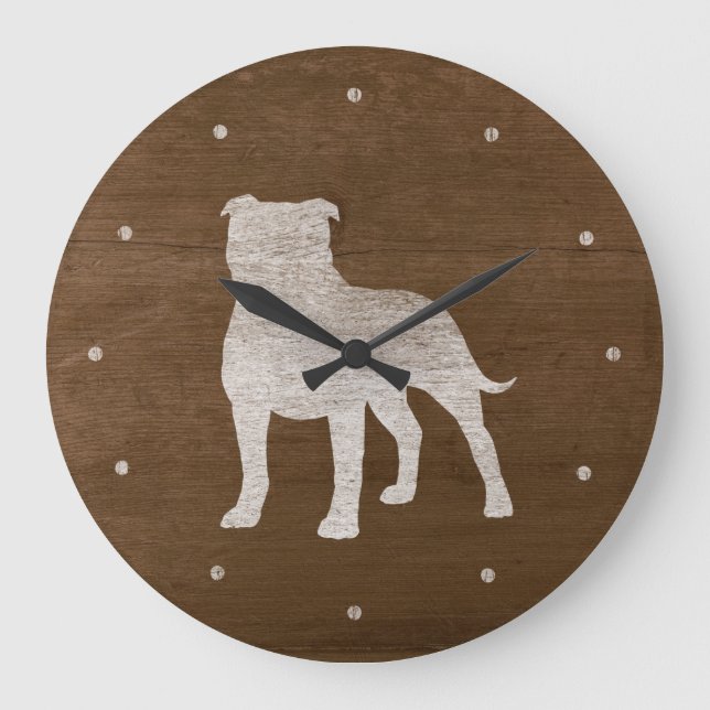 Staffordshire Bull Terrier Silhouette Large Clock (Front)
