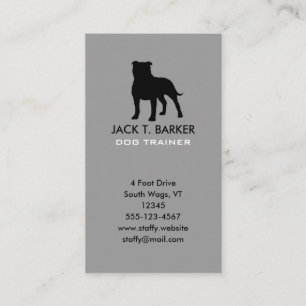 Staffordshire Bull Terrier Silhouette Vertical Business Card