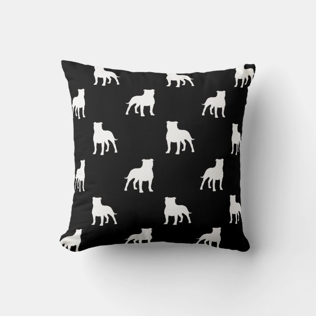 Staffordshire Bull Terrier Silhouettes Pattern Cushion (Front)
