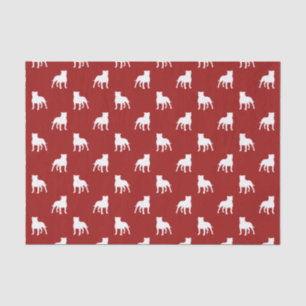 Staffordshire Bull Terrier Silhouettes Pattern Red Tissue Paper