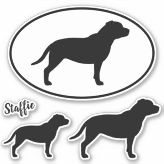 Staffordshire Bull Terrier Silhouettes Sticker Set