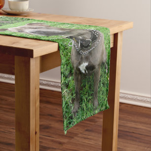 Staffordshire Bull Terrier Sitting At Attention, Short Table Runner