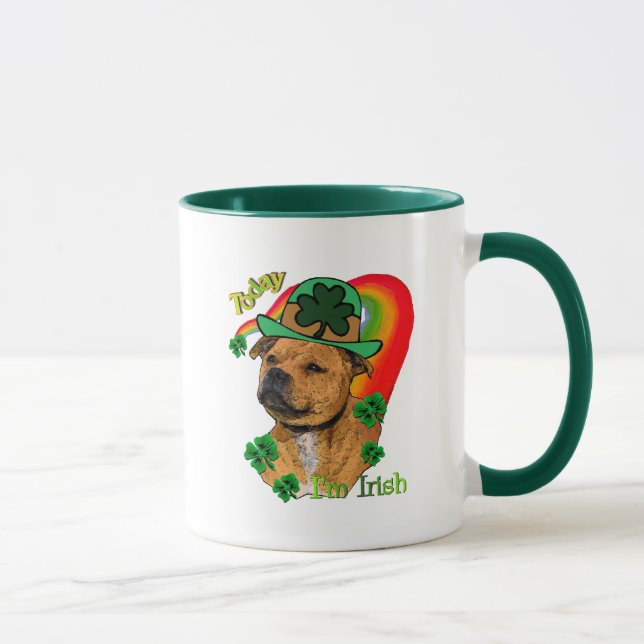 Staffordshire Bull Terrier St Patricks Mug (Right)