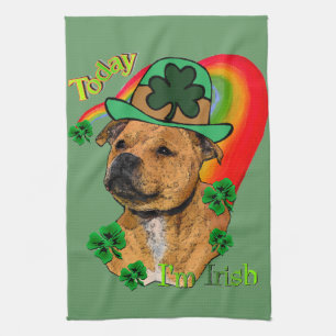 Staffordshire Bull Terrier St Patricks Tea Towel