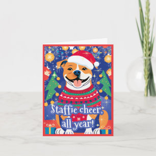 Staffordshire Bull Terrier Staffie Funny Christmas Holiday Card