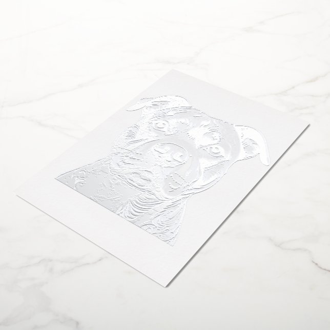 Staffordshire Bull Terrier (Staffy) Foil Notecard  (Rotated)