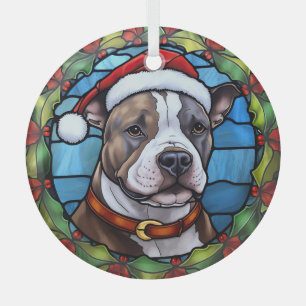 Staffordshire Bull Terrier Stained Glass Christmas Tree Decoration