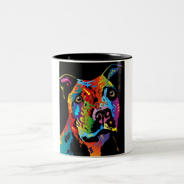 Staffordshire Bull Terrier Two-Tone Coffee Mug (Center)