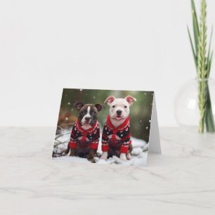 Staffordshire Bull Terriers Christmas Card