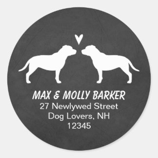 Staffordshire Bull Terriers Love Return Address Classic Round Sticker