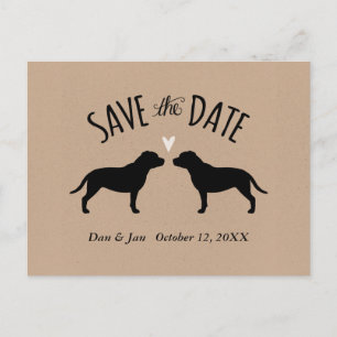 Staffordshire Bull Terriers Wedding Save the Date Announcement Postcard