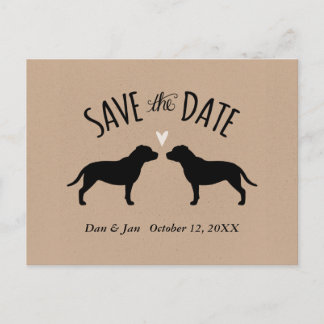 Staffordshire Bull Terriers Wedding Save the Date Announcement Postcard