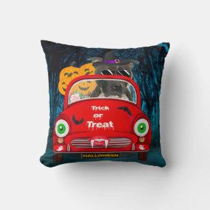 Staffordshire Dog Driving Car Scary Halloween  Cushion