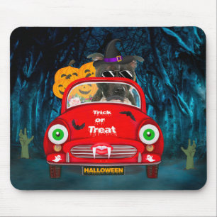 Staffordshire Dog Driving Car Scary Halloween Mouse Pad