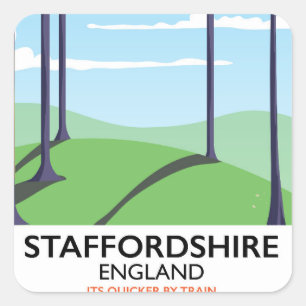 Staffordshire England train poster Square Sticker