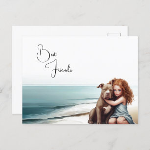 Staffordshire Pitbull & Girl Keepsake Postcard Art