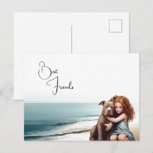 Staffordshire Pitbull & Girl Keepsake Postcard Art