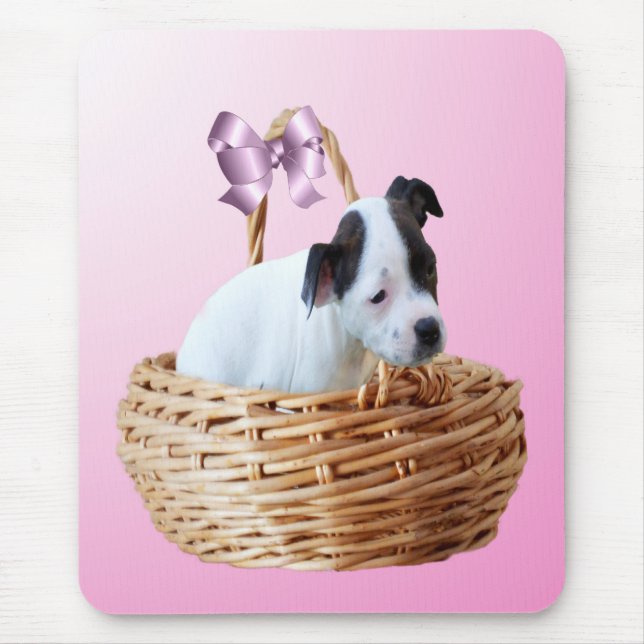 Staffordshire Puppy In A Basket,   Mouse Pad (Front)