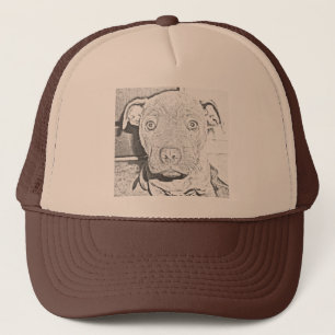 Staffordshire Puppy Pencil Drawing, Truckers Hat