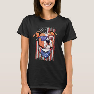 Staffordshire Terrier American Flag Art Usa 4th Of T-Shirt