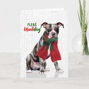 Staffordshire Terrier Dog Fleas Navidog Christmas Holiday Card