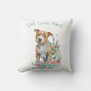 Staffordshire Terrier Dog Mum Floral Cushion
